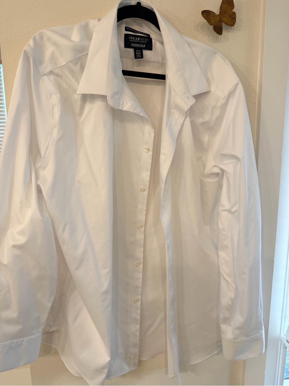 Kenneth Cole Men's White Dress Shirt - Classic Spread Collar